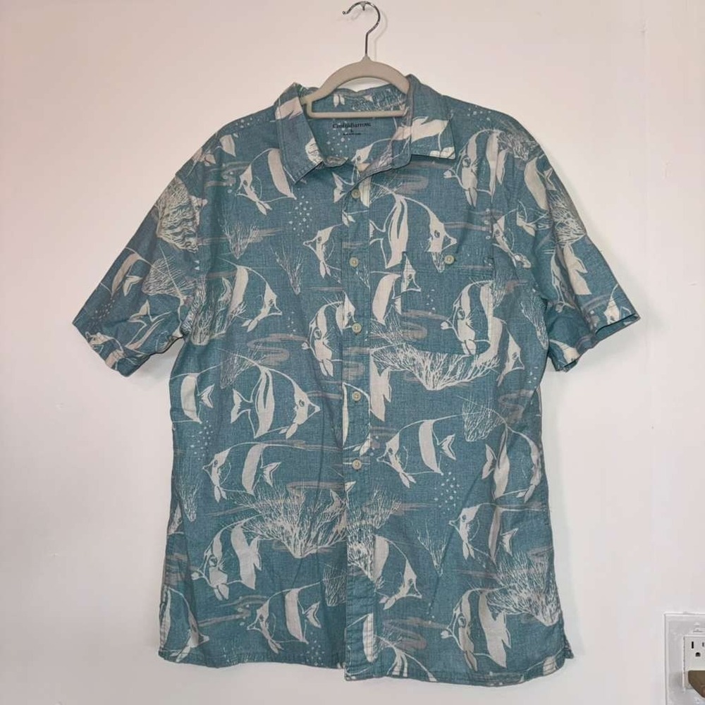 Croft & Barrow Men's L Short Sleeves Button Up Shirt Tropical Fish Print Coastal